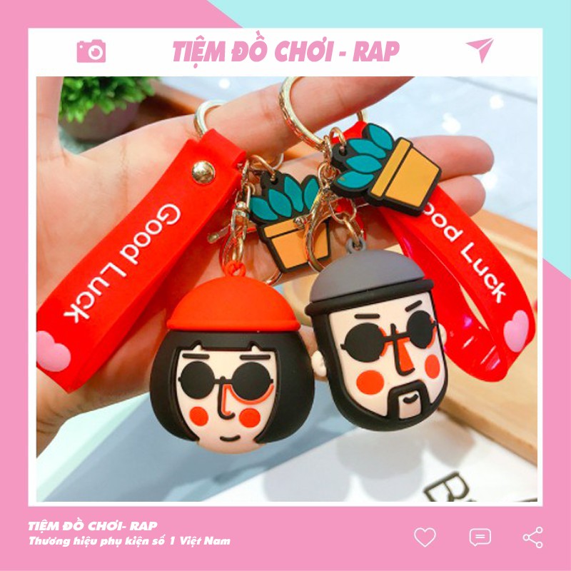 Móc khóa đôi cute dễ thương dùng làm quà tặng, dây treo balo túi xách ví cầm tay - Rap