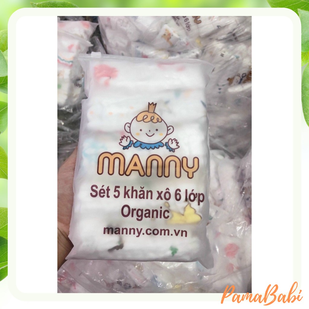 Set 5 khăn xô 6 lớp Manny siêu mềm cho bé