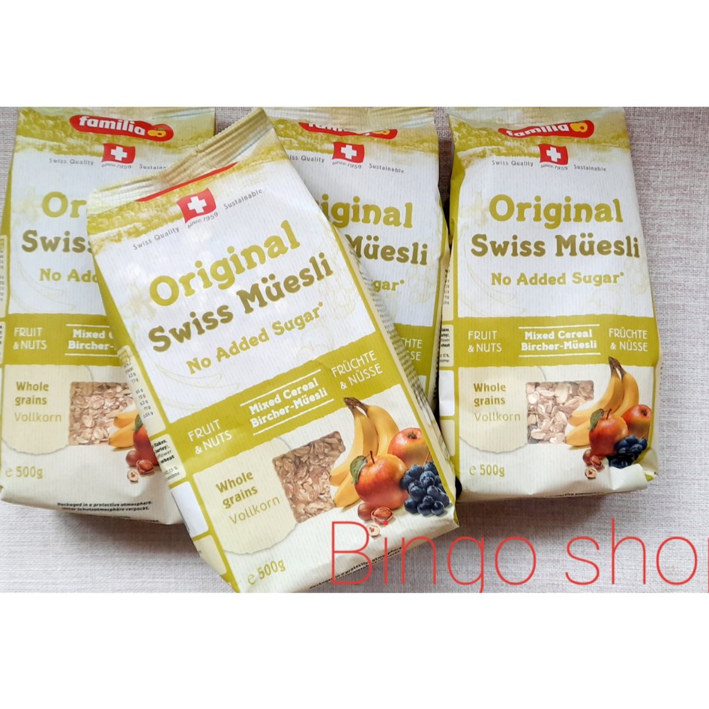 Ngũ Cốc Trái Cây Không Đường Thụy Sĩ Original Swiss Muesli 500g MẪU MỚI