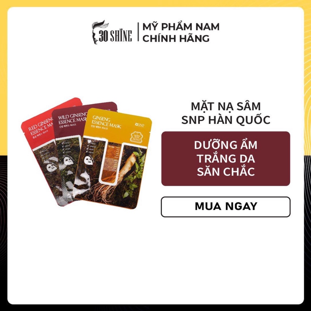 Mặt nạ Dưỡng Da SNP Tinh Chất Nhân Sâm GINSENG ESSENCE MASK Hàn Quốc 25ml - Mỹ phẩm chính hãng 30Shine