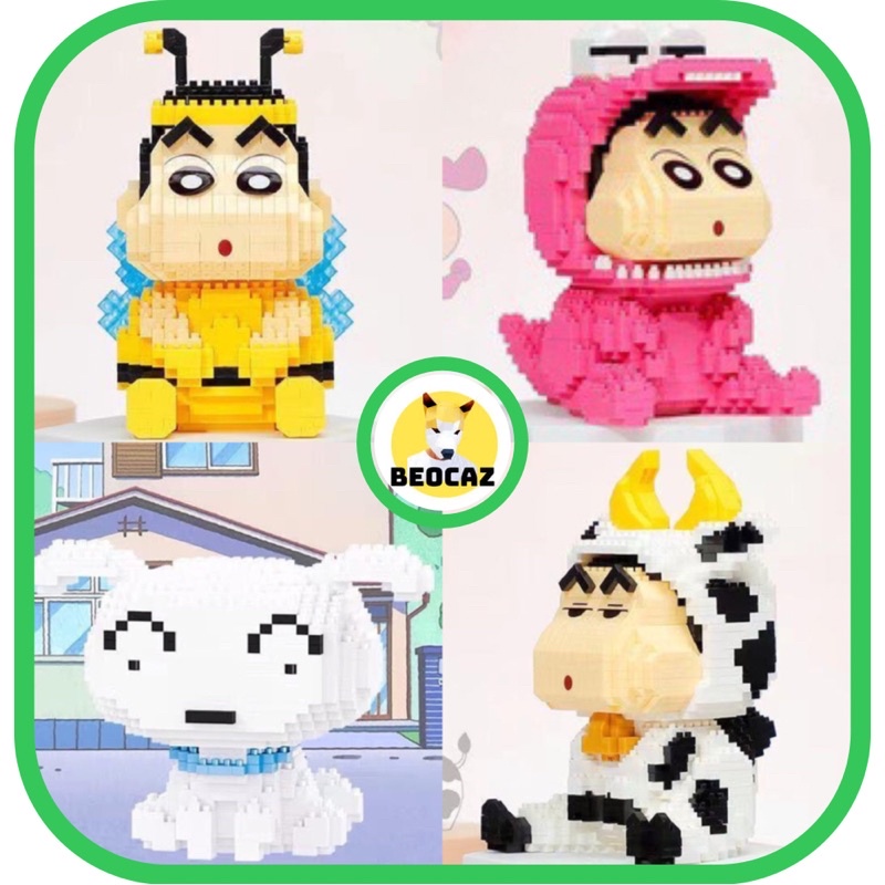 Bộ lắp ráp lego mô hình Shinnosuke dễ thương Shin Cậu Bé Bút Chì giả ong bò sữa khủng long thỏ tiệm Beocaz chính hãng