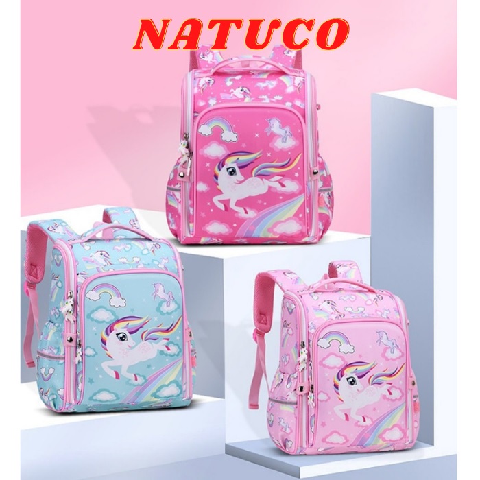 Ba lô Pony cao cấp dáng hộp chống gù lưng, chống thấm nước, cho học sinh cấp 1, cấp 2