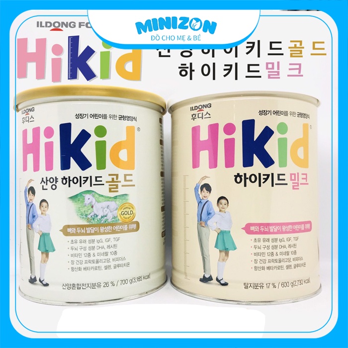 Sữa HiKid Dê 700g - HiKid Vani 600g Hàng Chuẩn Nội Địa Hàn | Minizon Kids