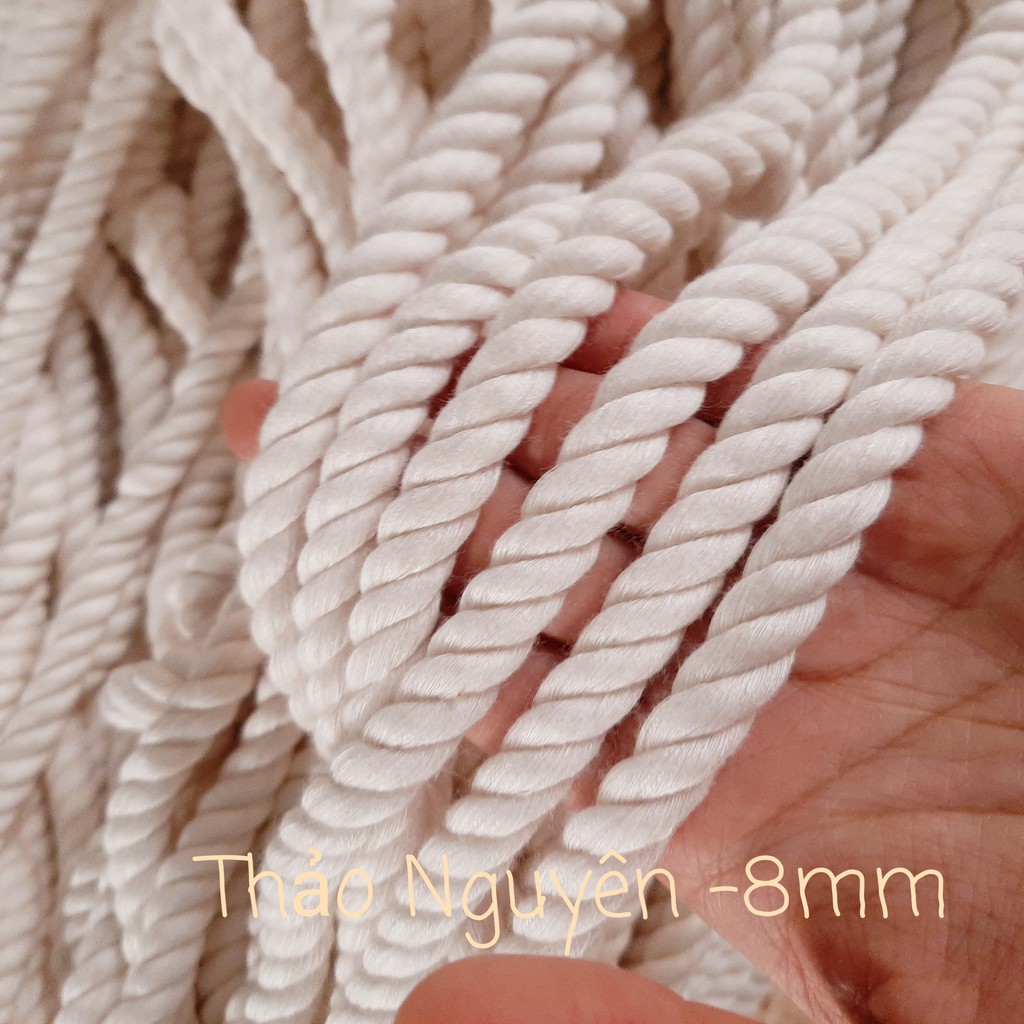(COMBO 5KG ) Dây thừng đan macrame, dây cotton  .Màu ngà và kem ( 2mm ,3mm...10mm )