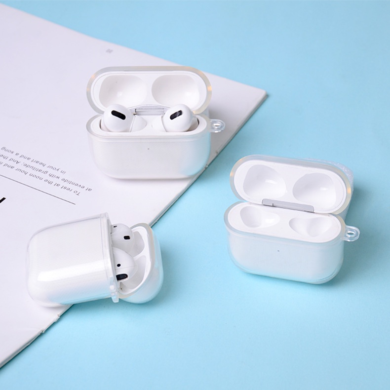 Vỏ ốp case Airpods silicon trong suốt tặng móc bảo vệ bao đựng tai nghe không dây bluetooth 1/2/Pro/i12/i9/i7/tws - ORIO