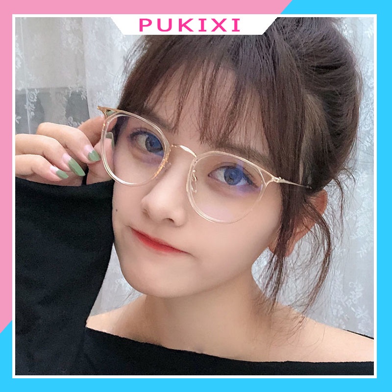 Kính cận thời trang đẹp giá rẻ phong cách Ulzzang gọng tròn mắt mèo cute không độ chống tia UV PUKIXI 066
