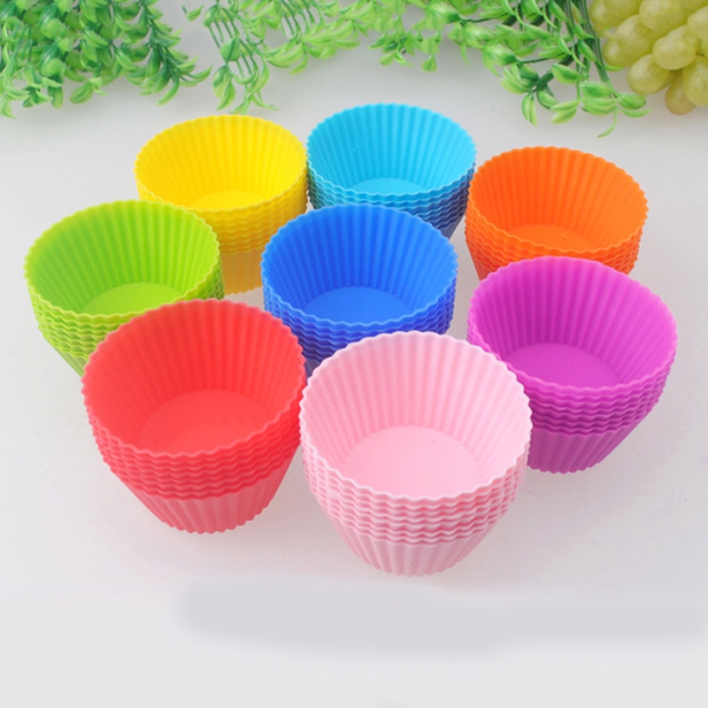 【YKN】Bộ 2 khuôn làm bánh cupcake Muffin bằng silicon hình tròn tiện dụng
