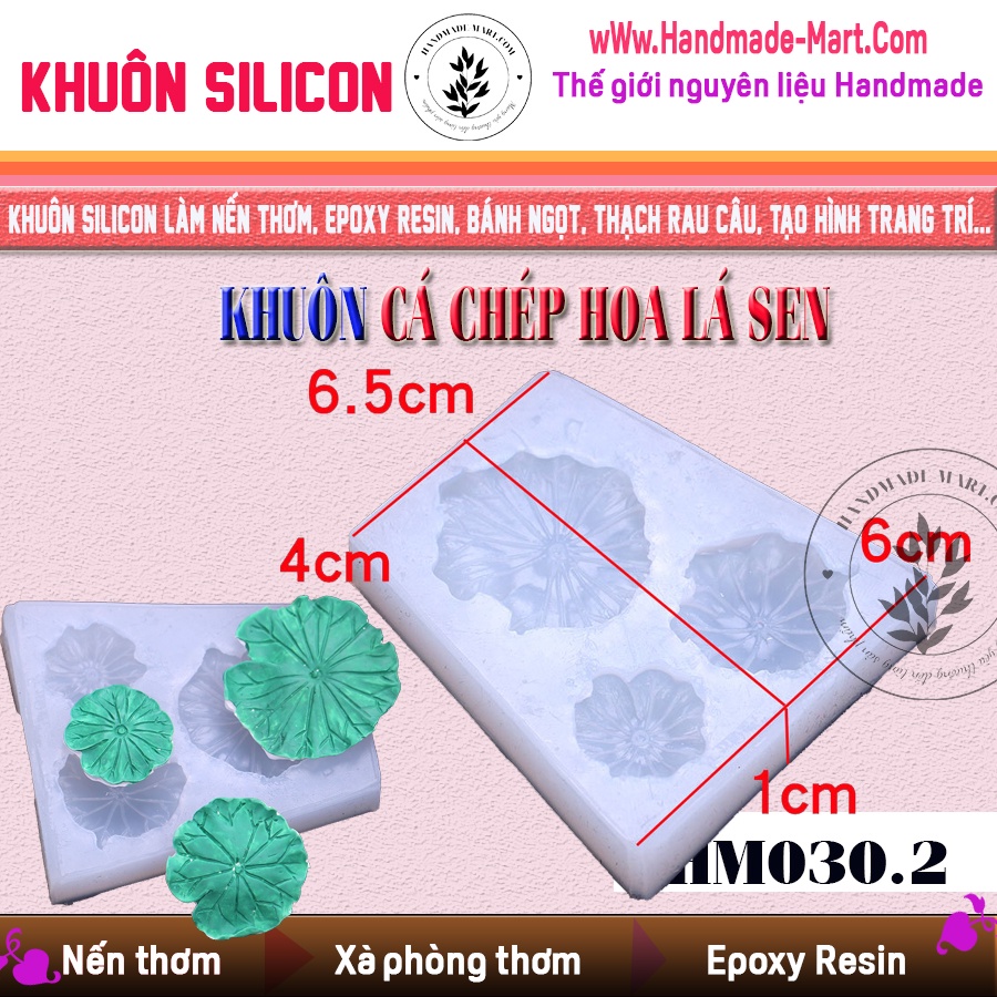 Khuôn silicon 3D cá chép hoa sen tạo hình trang trí độc đáo chuẩn DIY - HM030