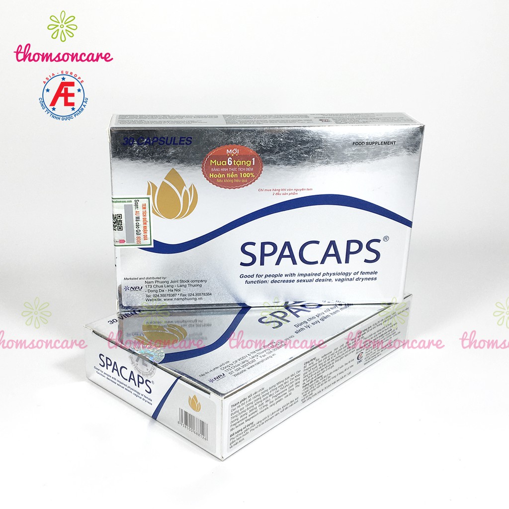 Spacaps hỗ trợ sinh lý nữ - giảm khô hạn, tăng dịch tiết, nội tiết tố từ mầm đậu nành, hà thủ ô