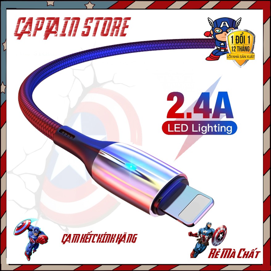 Dây sạc iphone 2M chính hãng Baseus Horizontal sạc nhanh Cáp sạc Lightning 2m dành cho iPhone 5 đến 12 pro max