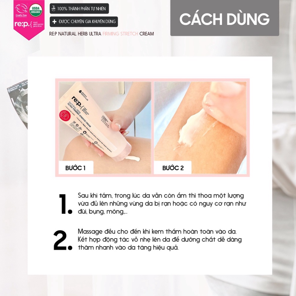Kem Chống Rạn Da RE:P Giảm Rạn Da Bụng Đùi Săn Chắc Da Làm Mờ Sẹo RE:P NATURAL HERB ULTRA FIRMING STRETCH CREAM 200ml | BigBuy360 - bigbuy360.vn