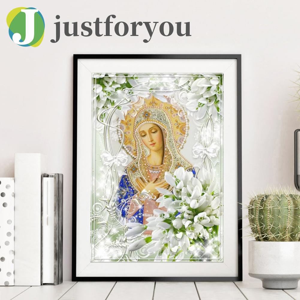 Tranh Đính Đá Treo Tường Hình Đức Mẹ Chúa Jesus 5D 12.1 40x50cm Tự Làm Thủ Công