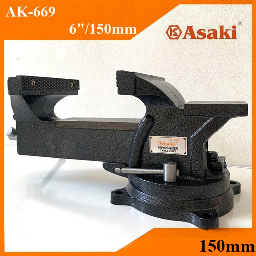 [có sẵn] [hình thật] Ê tô nguôi Miệng mở 150mm Asaki AK-669