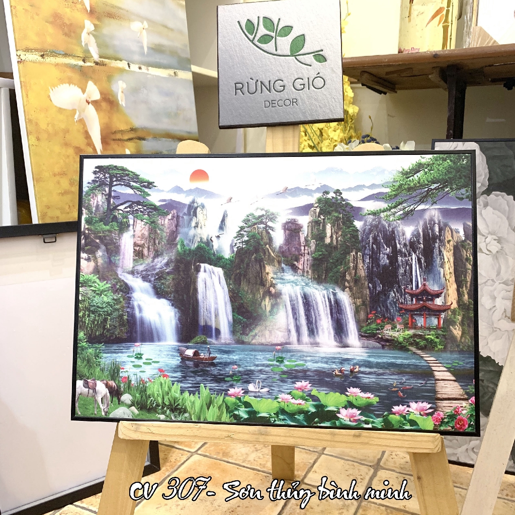 Khung tranh canvas treo tường trang trí phòng khách, cửa hàng ( tranh kèm khung y hình )