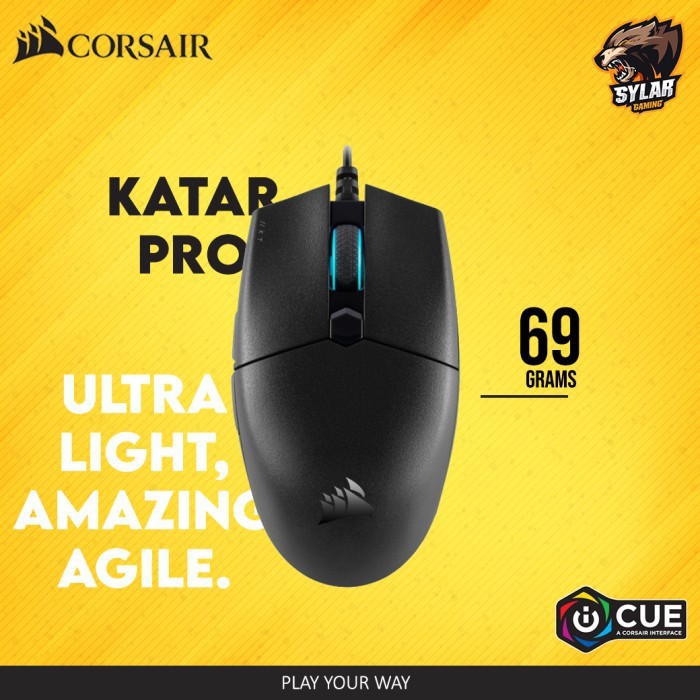 Chuột Gaming USB Corsair Katar Pro Ultra Light (nhẹ 69g, cảm biến cao cấp 12.400dpi, 6 nút với phần mềm tùy chỉnh)