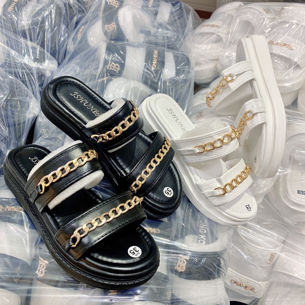 dép 2 quai dây xích đế xuồng mẫu mới (rẻ vô địch ) ( PU 2CM QUAI XÍCH)