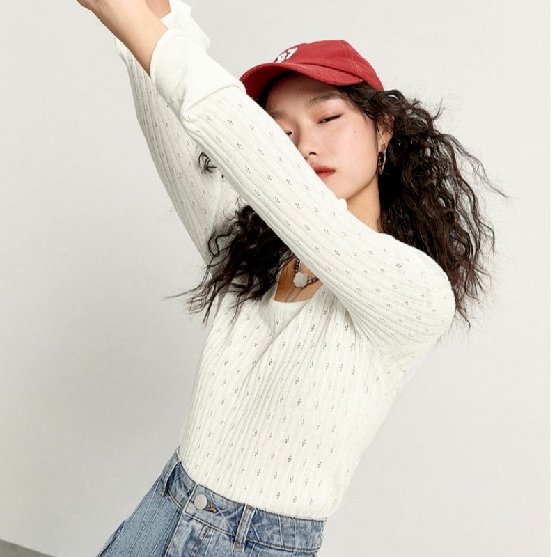 ZHELIHANGFEI Áo Sweater Tay Dài Cổ POLO Dáng Ôm Thời Trang Trẻ Trung