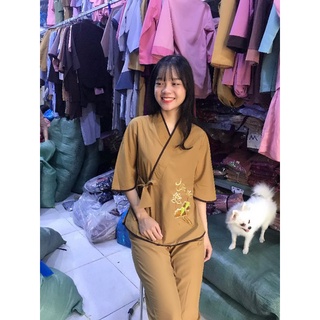 chéo nơ thêu đồ lam đi chùa nữ thêu tâm size 40-80kg