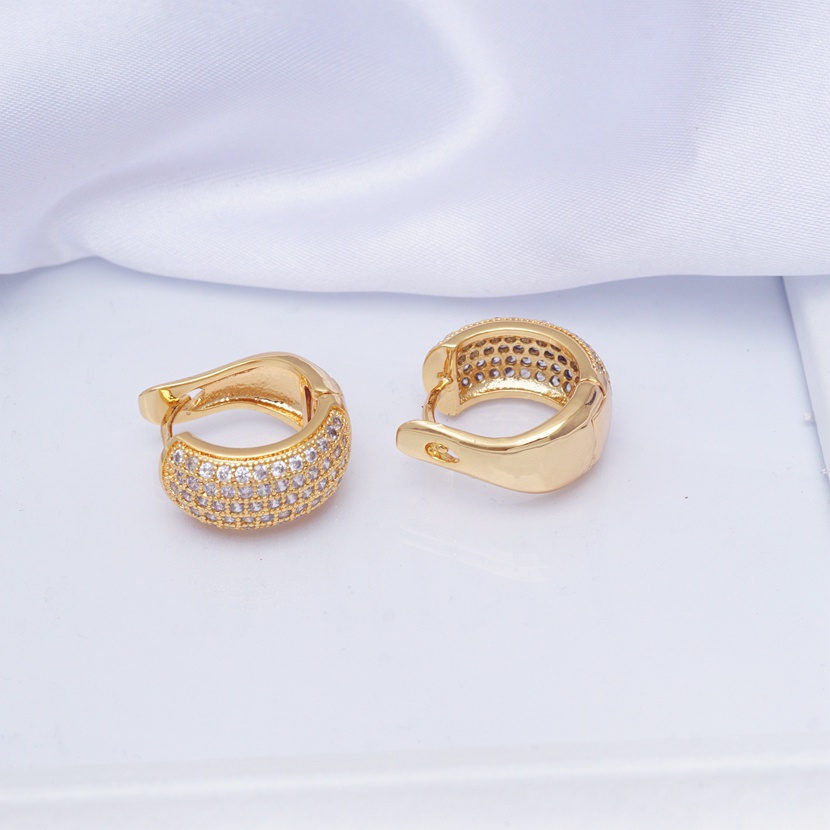 Yunkingdom Khuyên Tai Tròn Mạ Vàng 24K Đính Đá Zircon Sang Trọng Vintage Làm Quà Tặng Sinh Nhật Cho Nam Nữ