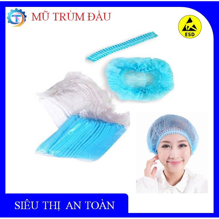 Combo 100 - Mũ trùm đầu, mũ bọc tóc vải không dệt, bọc tóc con sâu, đội đầu, kháng khuẩn chống bụi chống tĩnh điện