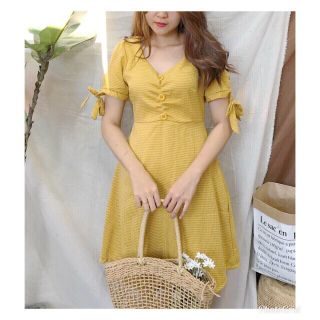 Bigsize Đầm caro vàng