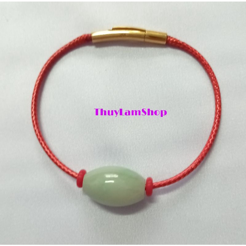 Vòng tay lu thống đầu xuôi đuôi lọt đá trắng xanh ngọc khóa bấm vip chuẩn A