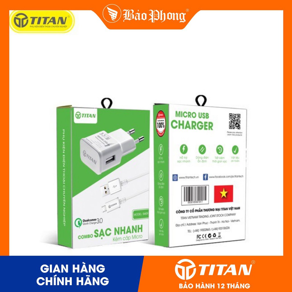 COMBO SẠC NHANH CHÂN MICRO SM09 TITAN CHÍNH HÃNG