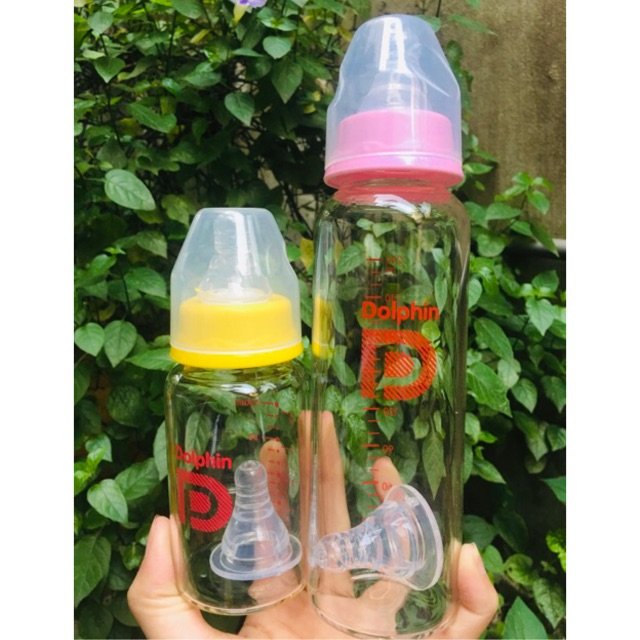 Bình sữa thuỷ tinh Dolphin cổ hẹp 120ml/240ml