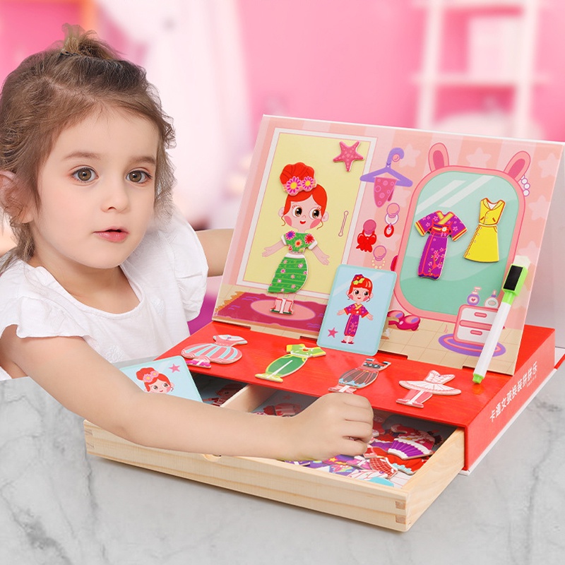 Đồ chơi trẻ em thiết kế thời trang bé gái bằng gỗ giáo dục sớm Hạ Băng Designs