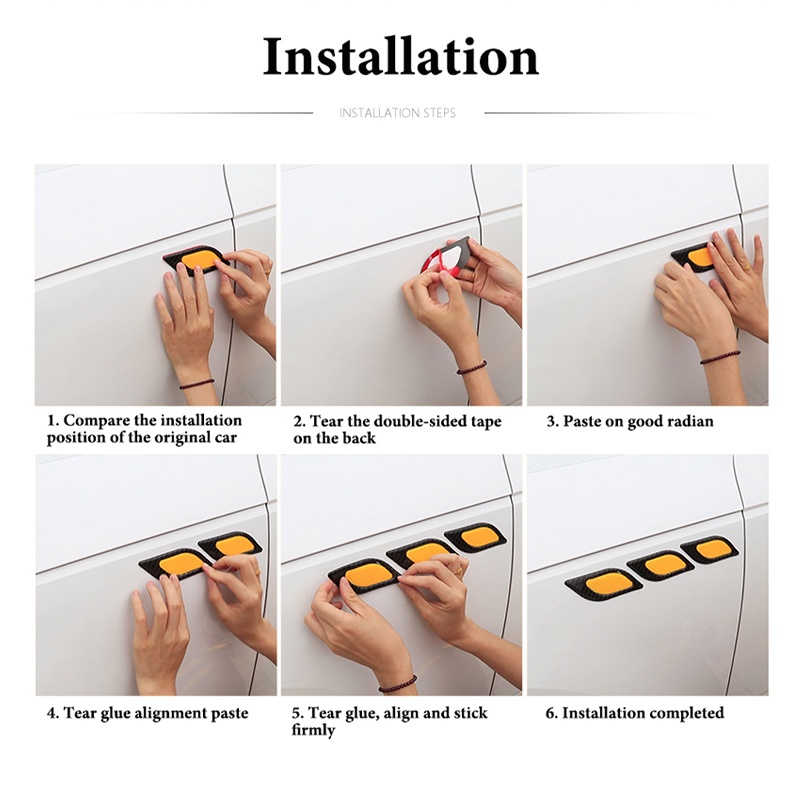 Bộ 6 Miếng Dán Phản Quang 3D Bằng Sợi Carbon An Toàn Cho Xe Hơi