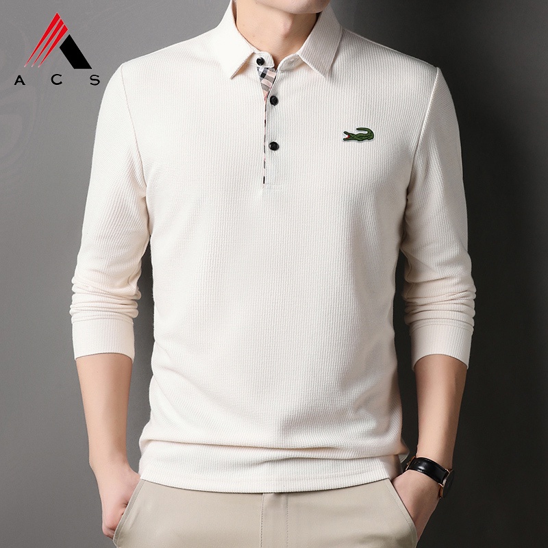 Áo polo Dài Tay Thêu Họa Tiết 7 Màu Lựa Chọn Dành Cho Nam