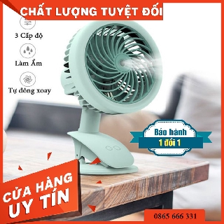 Quạt Tích Điện Mini Phun Sương Đế Kẹp Để Bàn Tích Điện USB