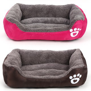 Doremiu- Ổ nệm chó mèo loại hình chữ nhật có thành màu đỏ mận giường cho thú cưng