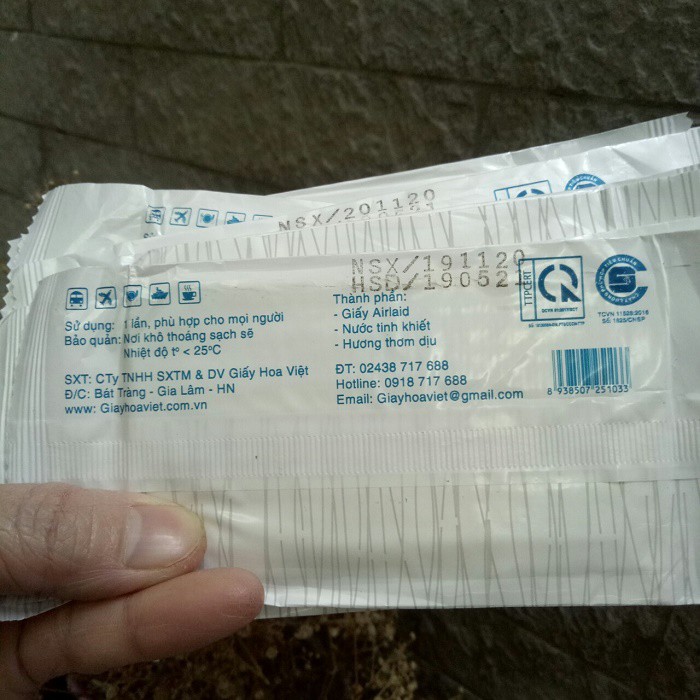 Set 10 khăn giấy ướt Bamboo/VN Airlines