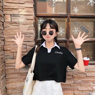 Áo croptop có cổ thêu chữ cực xinh
