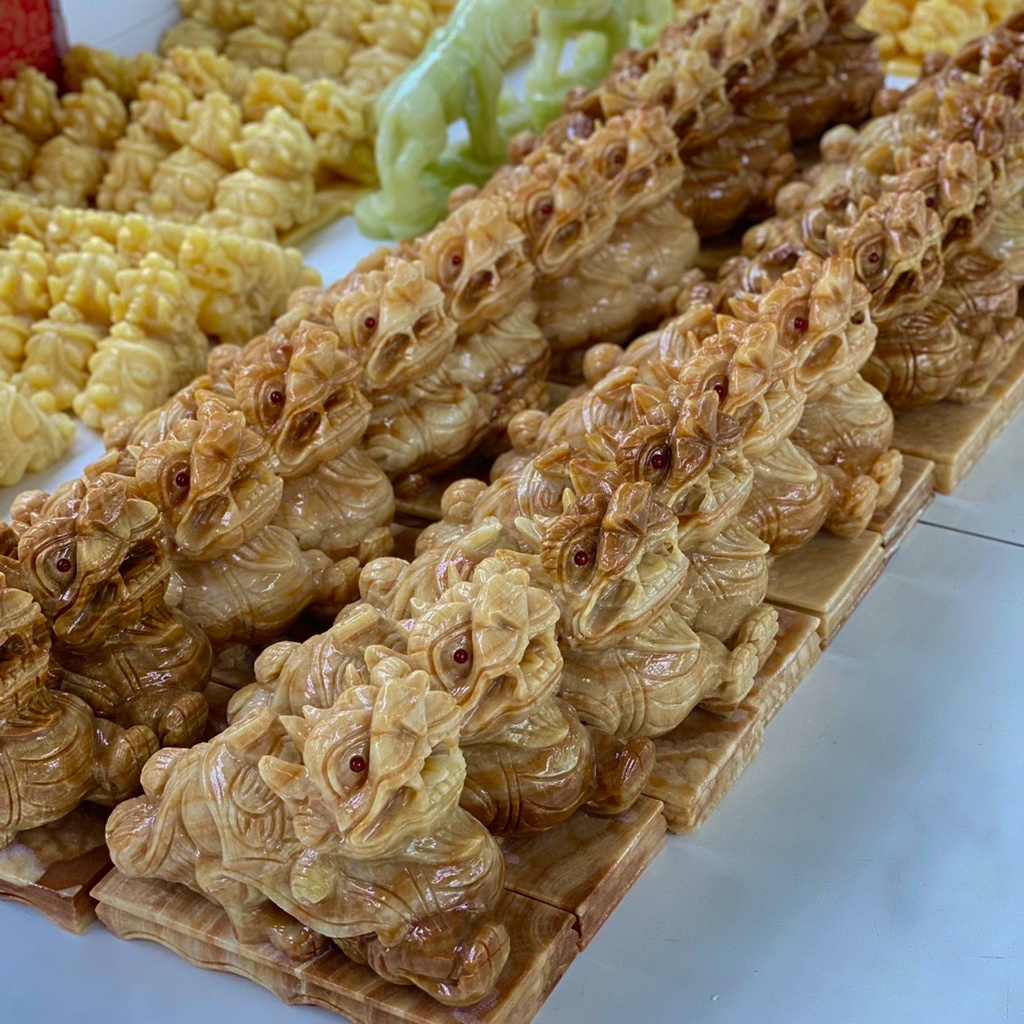 Cặp Tỳ Hưu Phong Thủy Đá Tự Nhiên Dài 20cm - Chạm Khắc rõ nét, Tinh Tế