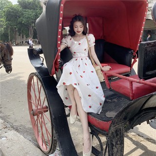 [KÈM ẢNH THẬT] Đầm maxi thêu trái dâu