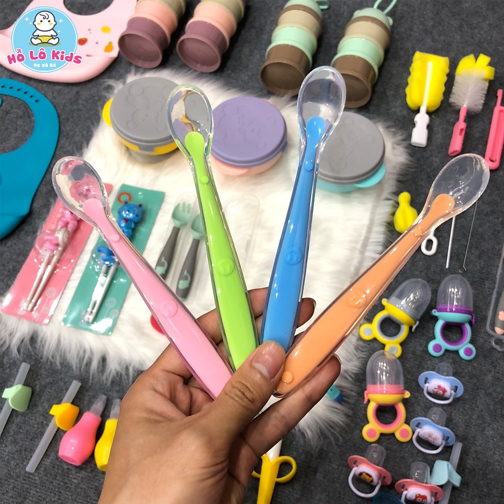 Thìa silicon ăn dặm cho bé thìa mềm nông lòng nhiều màu dễ thương Hồ Lô Kids