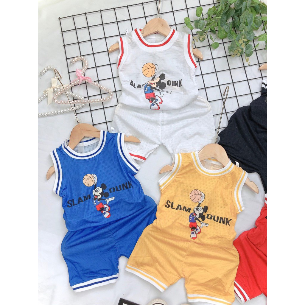 Bộ cotton thông hơi Mickey cho bé trai bé gái