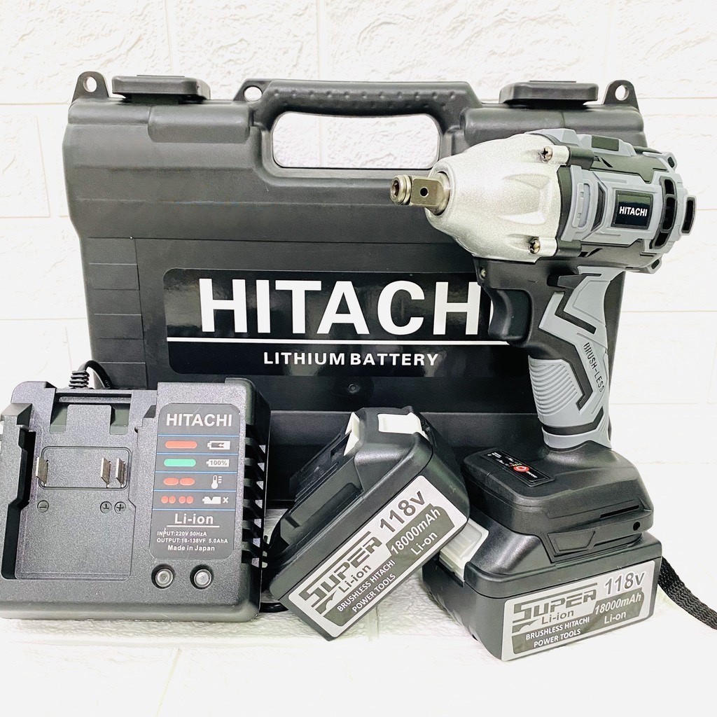 Máy Siết Bulong HITACHI 118V SUPER Hàng Loại 1 - Tặng kèm 5 đầu khẩu + 1 Đầu Chuyển Vít