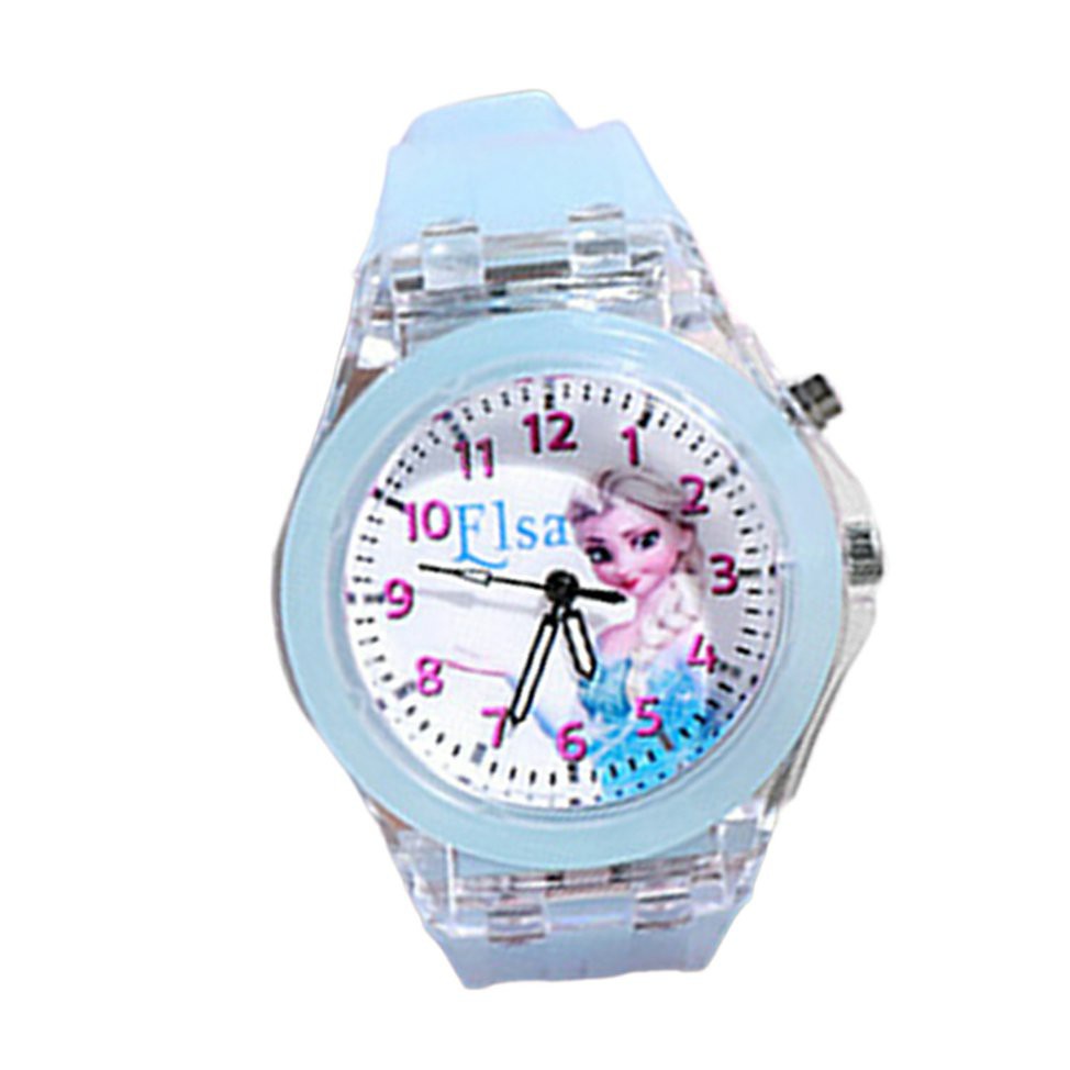 Đồng Hồ Đeo Tay Phát Sáng Màu Xanh Dương Dạ Quang Nhấp Nháy Về Đêm Kiểu Công Chúa Cho Bé Gái