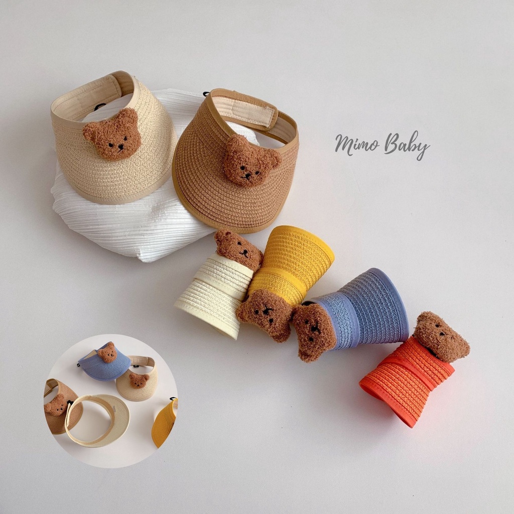 Mũ nón cói nửa đầu đính gấu bông xù đáng yêu cho bé 6m-7y Mimo baby MH109