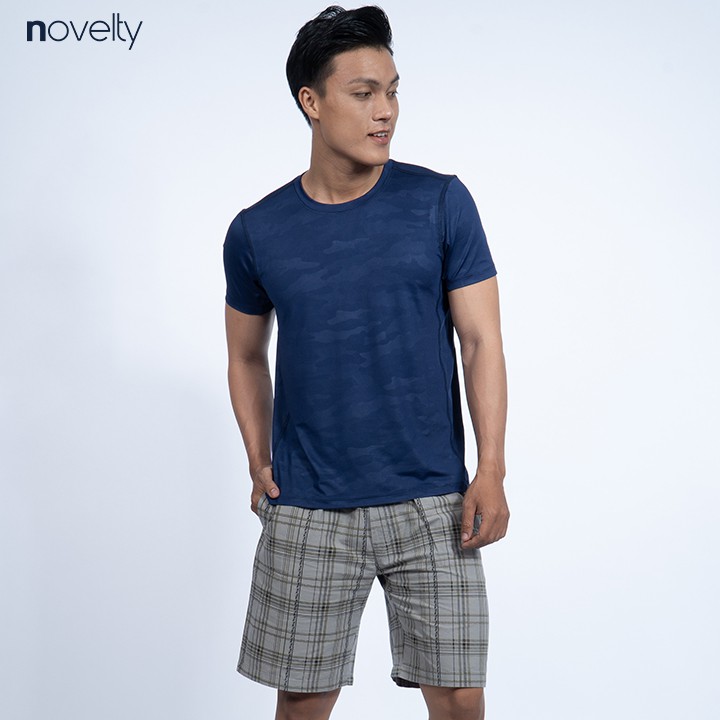 Quần short lưng thun nam kẻ sọc caro dáng Regular fit Novelty 1811740