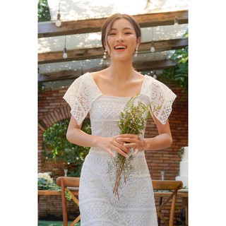 Đầm ren lúa cổ vuông EDINI - D1108