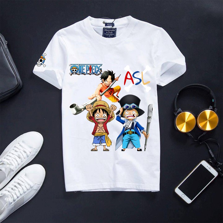 Áo One Piece [Đủ Size] Áo Thun in hình Luffy Zoro Ace One Piece Màu Trắng Cực Đẹp Vải Cotton | BigBuy360 - bigbuy360.vn