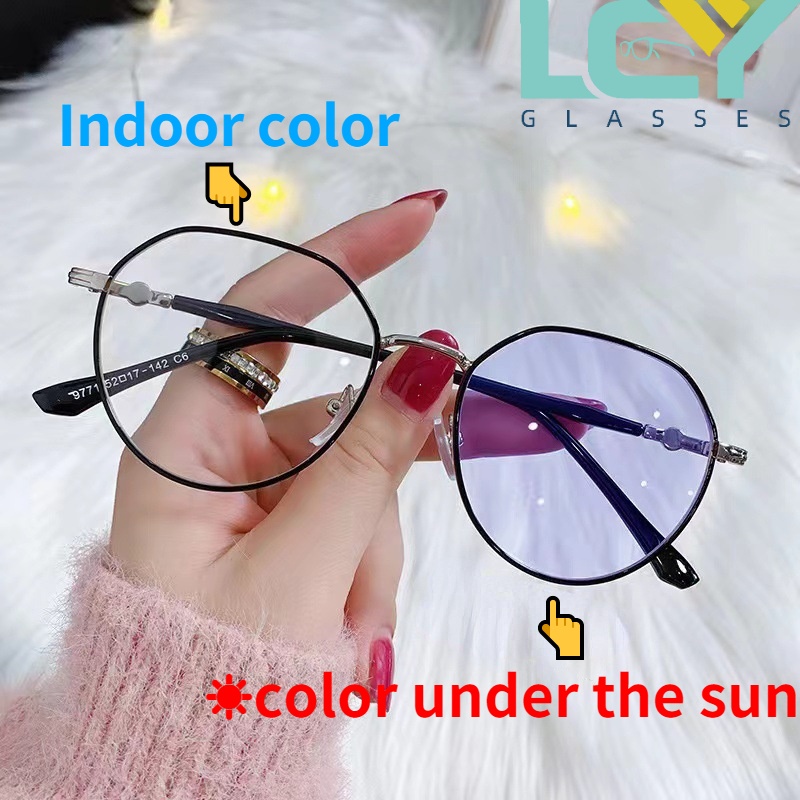 Kính Mát Gọng Kim Loại Thay Đổi Màu Sắc Thời Trang Cho Nam Và Nữ 9771