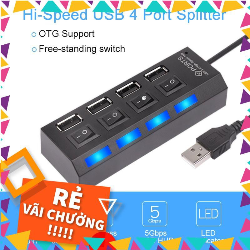 Hub USB 4 Port có công tắc 480Mbps USB 2.0 / Bộ chia USB 4 cổng HI-SPEED