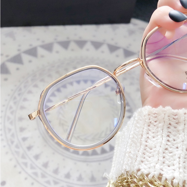 (KIQI-FASHION) COD Mắt kính gọng tròn chống ánh sáng xanh thời trang dành cho nam nữ