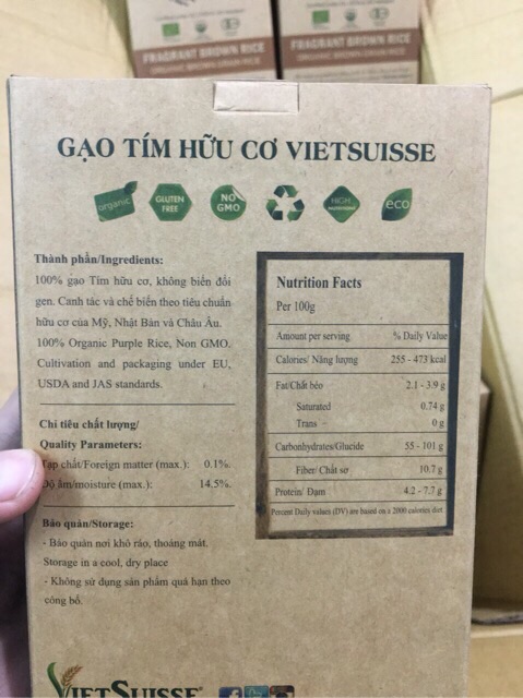 Gạo Hữu Cơ Viétuisse Các Loại 1kg