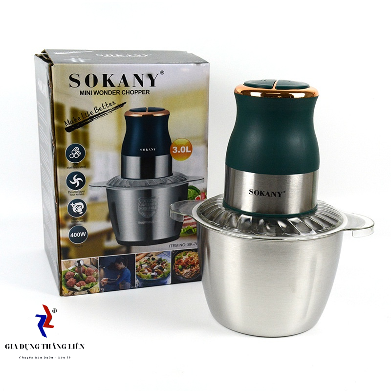 Máy xay thịt , máy xay đa năng Sokany 7013 model 2021 sinh tố hoa quả cối 3 lít inox 304 công suất 400W